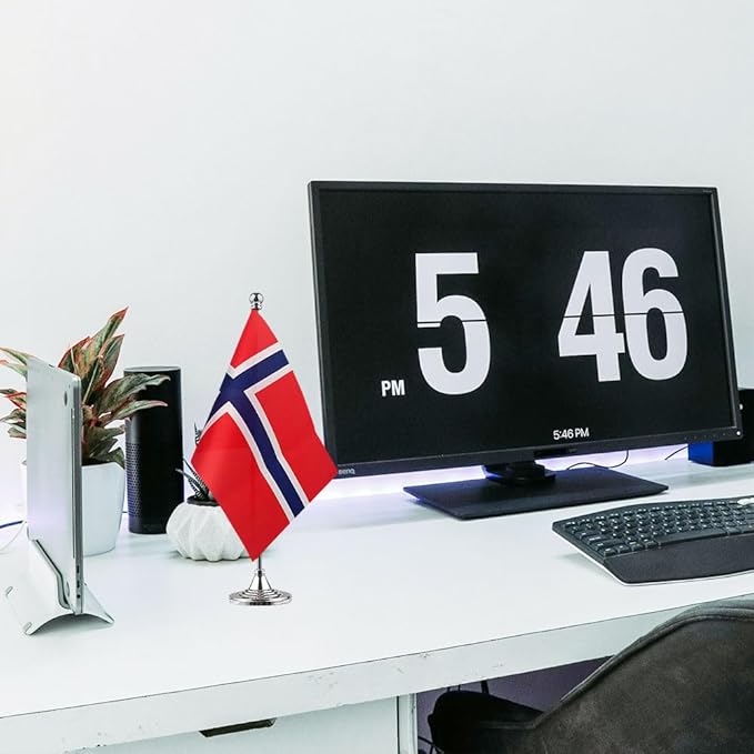 Norway Flag Norwegian Flags, Small Mini Norwegian Desk Flag, Used for Table Office Classroom Home Patriotic Events Decorations