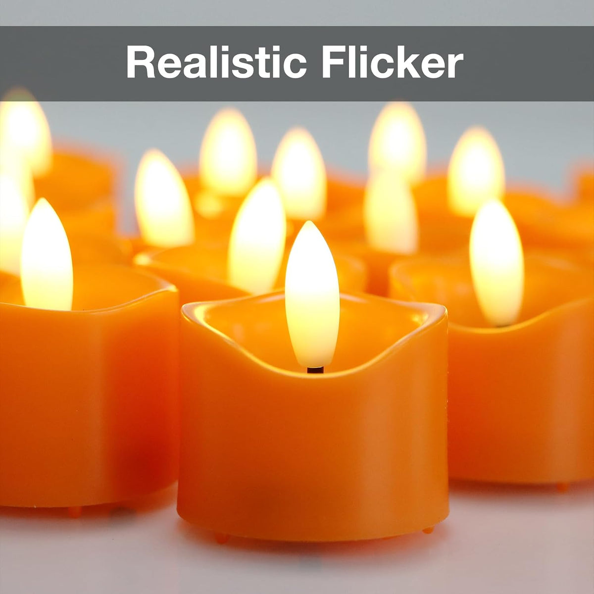 48 Pack Orange Tea Lights Candles Battery Operated Flameless LED Tealights