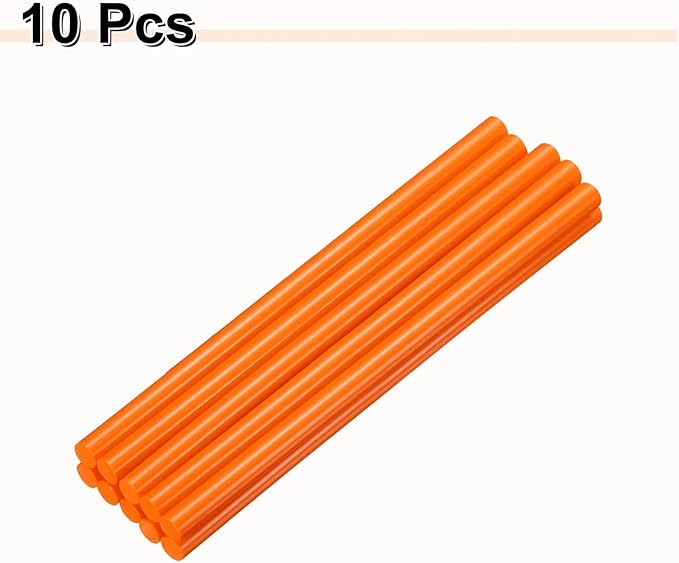 HARFINGTON 10pcs Hot Glue Sticks 0.43" Dia x 9.84" Long EVA Mini Hot Melt Adhesive Glue Stick for Hot Melt Gun Wood Plastic Glass Flowers Fabrics Foam, Orange