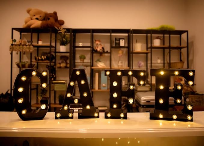 Foaky Black LED Marquee Number Lights Sign Light Up Marquee Number Lights Sign for Night Light Wedding Birthday Party Battery Powered Christmas Lamp Home Bar Decoration