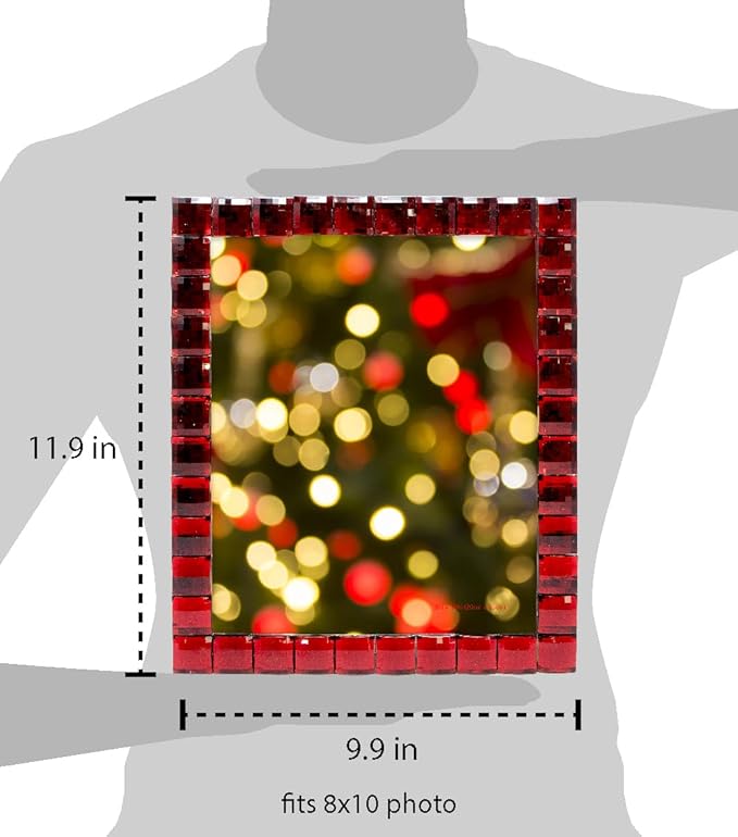 Isaac Jacobs Decorative Sparkling Jewel Picture Frame, Photo Display & Home Décor (8x10, Dark Red)