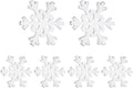 Snowflake Decorations Christmas Decor 6Pcs Winter White Wooden Snowflakes Standing Christmas Tiered Tray Decor Winter Wonderland Decorations for Indoor Home Xmas Table Shelf Fireplace Mantel