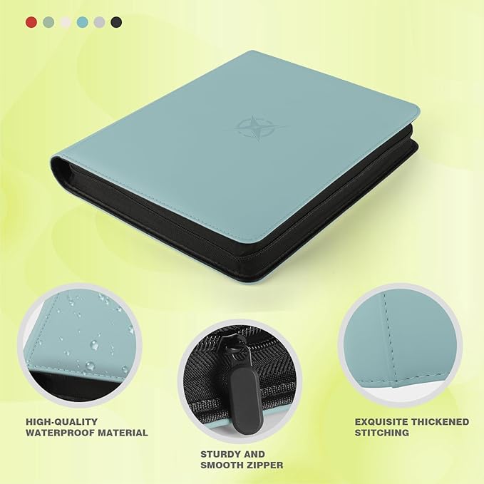 Trading Card Binder, Card Binder 9 Pocket for Trading Cards, Holds 540 Cards, Zippered Premium Card Collection Binder Album for Game Card, Sports Card, Yugioh, MTG (Sky Blue)