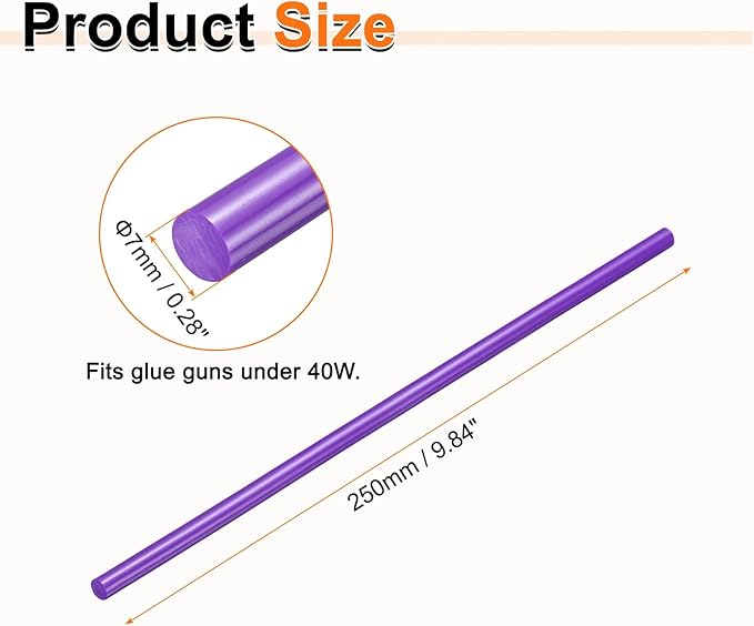 HARFINGTON 10pcs Hot Glue Sticks 0.28" Dia x 9.84" Long EVA Mini Hot Melt Adhesive Glue Stick for Hot Melt Gun Wood Plastic Glass Flowers Fabrics Foam, Purple