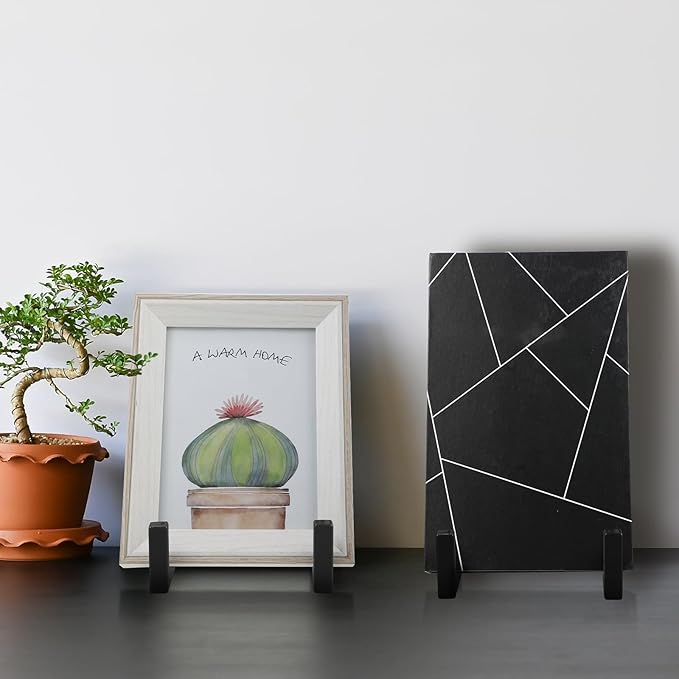 Sweetude 2 Pcs Large Plate Stands for Display Metal Frame Plate Holder Display Stand Decorative Table Top Easels for Picture, Book, Platter, Photo Easel(Black,8 Inch)