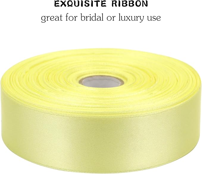 Cream Solid Satin Ribbon 1 Inch 50 Yards Solid Polyester Fabric Ribbon for Gift Wrapping Wedding Christmas Baby Shower Birthday Party Decoration Handmade Immortal Flower Craft