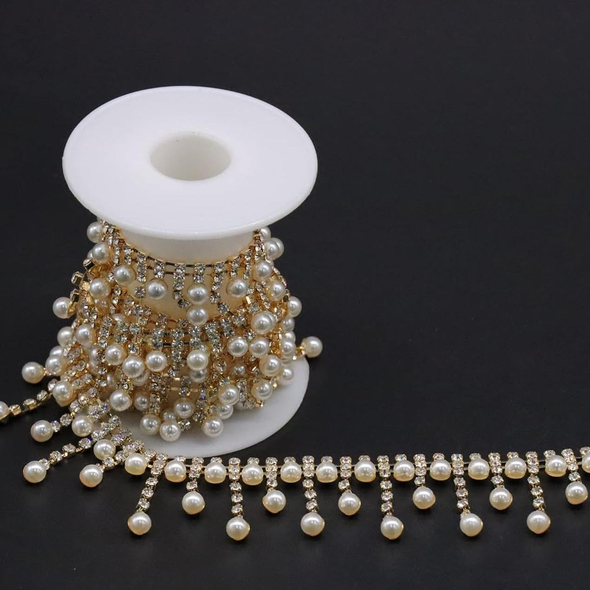 jerler 2 yards crystal gold rhinestone trim chain, main product view