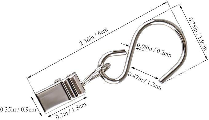 Coideal Gutter Hooks Curtain Clips, 40 Pcs Stainless Steel Patio String Light Hanging Clips Metal S Hooks for Indoor Outdoor (Silver)