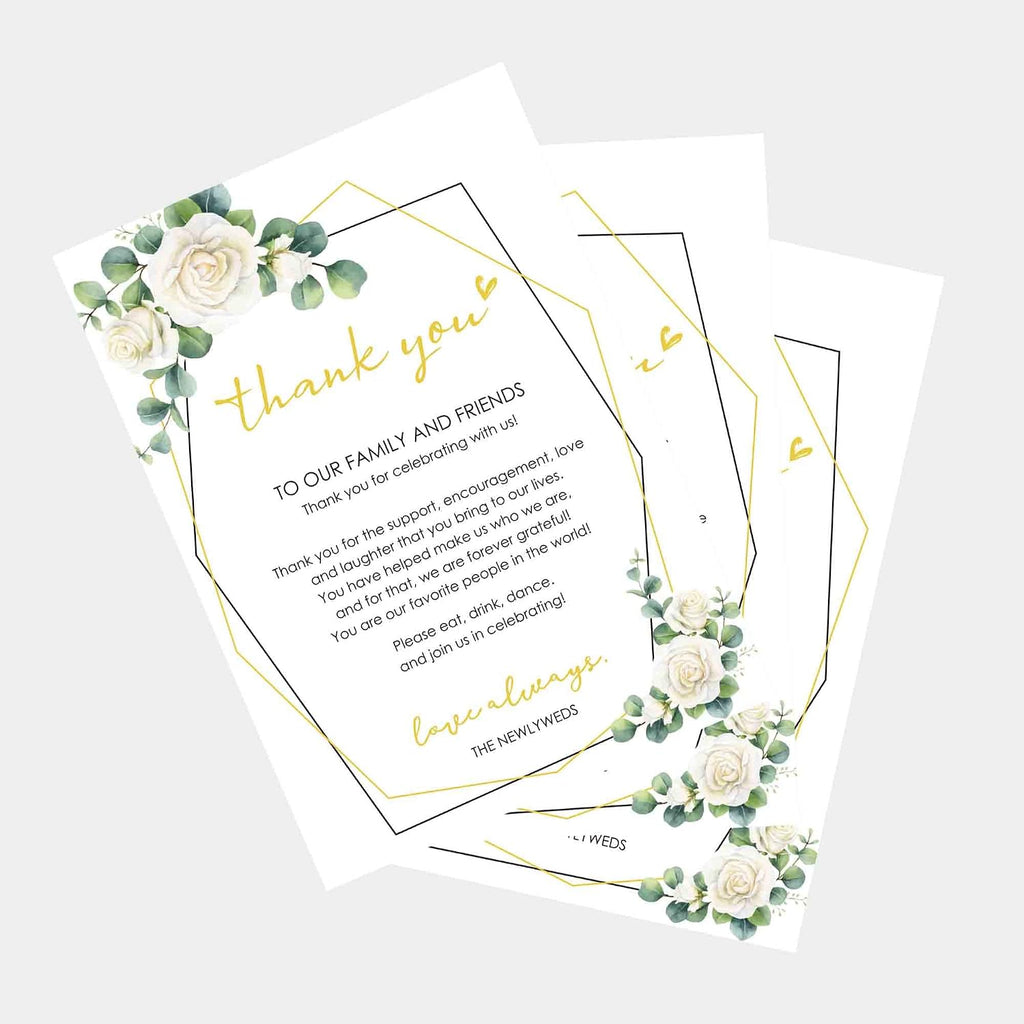 HUIHUANG Wedding Thank You Place Setting Cards, 50 Pieces Wedding Favors Place Cards for Table Setting, Receptions, Dinner Parties, Events and Celebrations (4 X 6 in, Eucalyptus)
