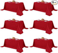 Fitable Elegant Red Rectangle Table Clothes, 6 Pack - 90 x 132 Inch - Reusable and Washable Tablecloths, Polyester Fabric Table Covers for Wedding, Party, Banquet, Formal Events
