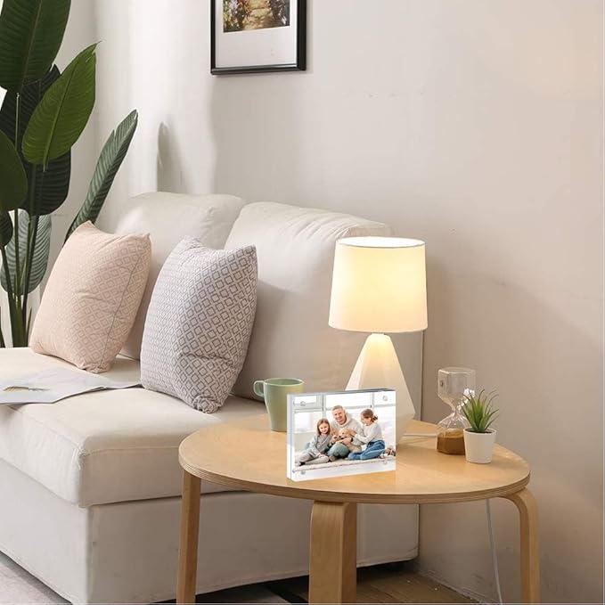 5x7 Acrylic Picture Frame 10 Pack, Clear Picture Frames Double Sided Magnetic Acrylic Frames Freestanding Photo Block Frame Desktop Display Floating Frameless Frame Stand