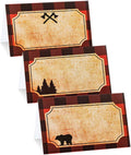 Lumberjack Party Place Cards | Lumberjack Buffalo Plaid Food Tents and Food Labels Decorations, Woodland Baby Shower Party Supplies