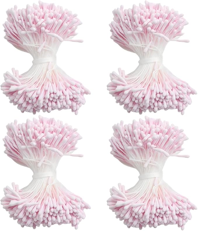 HAHIYO 700Pcs 2mm Light Pink Matte Double Head Flower Stamen Pistil for Flower Making Scrapbook Decoration - Handmade Artificial Flowers Pistil Matt-Like Floral Stamens Flowers Pollen Stamen