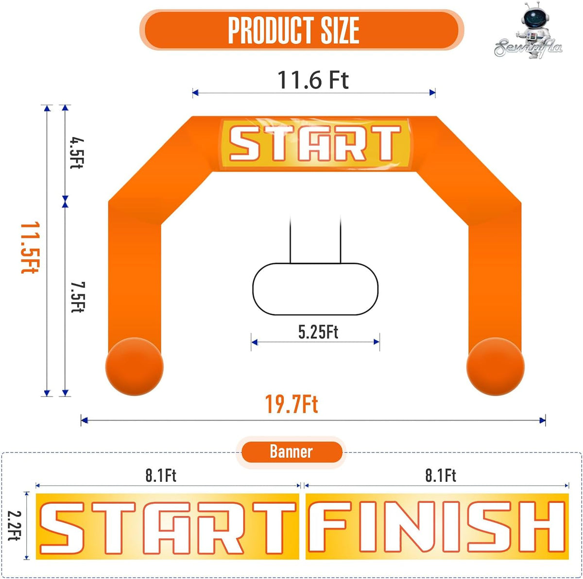 20ft start finish line inflatable arch orange with shown in use