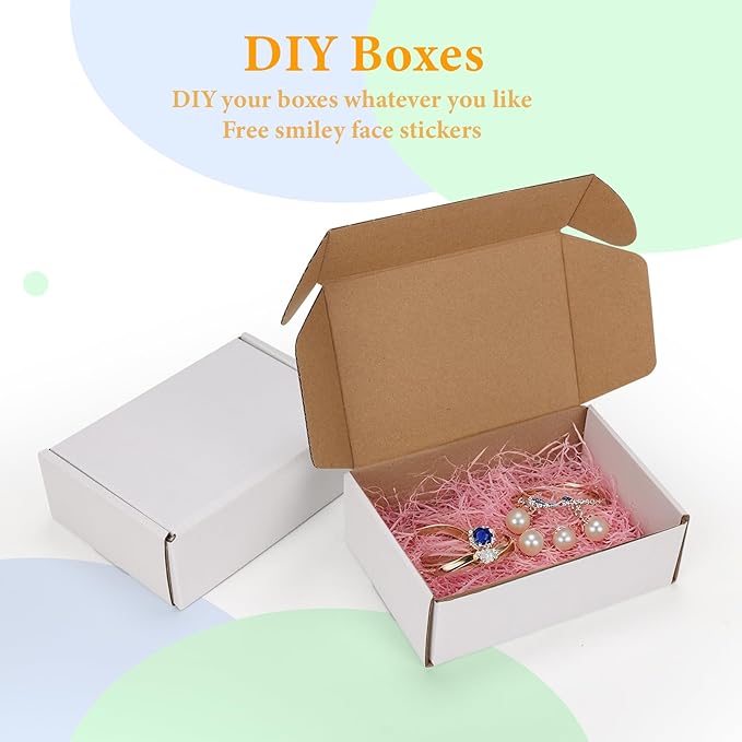 MEBRUDY 6x4x2 Inches Shipping Boxes Pack of 50, Small Corrugated Cardboard Box for Mailing Mailer Packing, White