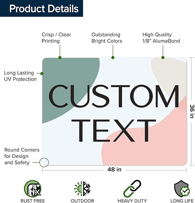 Custom Sign, Custom Street Sign, 11 Font Colors, 13 Font Styles, 4 Hole Options, 22 Sizes, 36x48 Inches, Rust Free DiBound, Fade Resistant, Made in USA by My Sign Center (Minimalist)