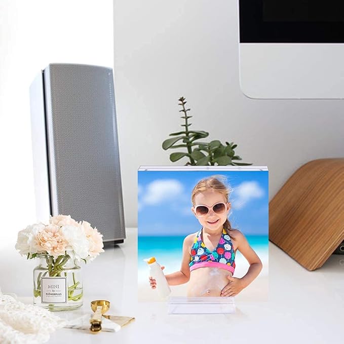 8x8 Acrylic Picture Frame Clear Double Sided Magnetic Picture Frame Desktop Display with Photo Frame Support Stand Best Gift for Family, Baby, Document Photo Frames- Free Soft Microfiber