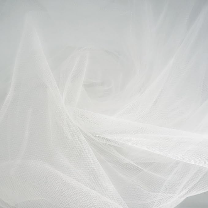 White Tulle Fabric 108" x 25 Yards for Wedding Decoration Pew Bows Christmas Gift Wrapping Ceiling Draping Baby Shower Birthday Party Reception DIY Craft Supplies