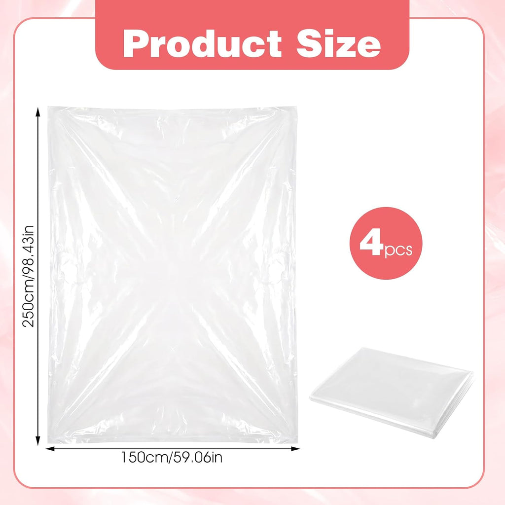 4Pcs 98.4" x 59" Extra Large Balloon Bags for Transport, Reusable Big Plastic Balloon Storage Bag, Giant Clear Carrying Storage Bags for Wedding Birthday Party Supplies, Clear Balloons Drop Bag