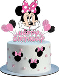 Birthday Cake Toppers, Cute Mouse Cake Decorations, Cartoon Themed Cupcake Topper, Birthday Party Supplies (Pink)