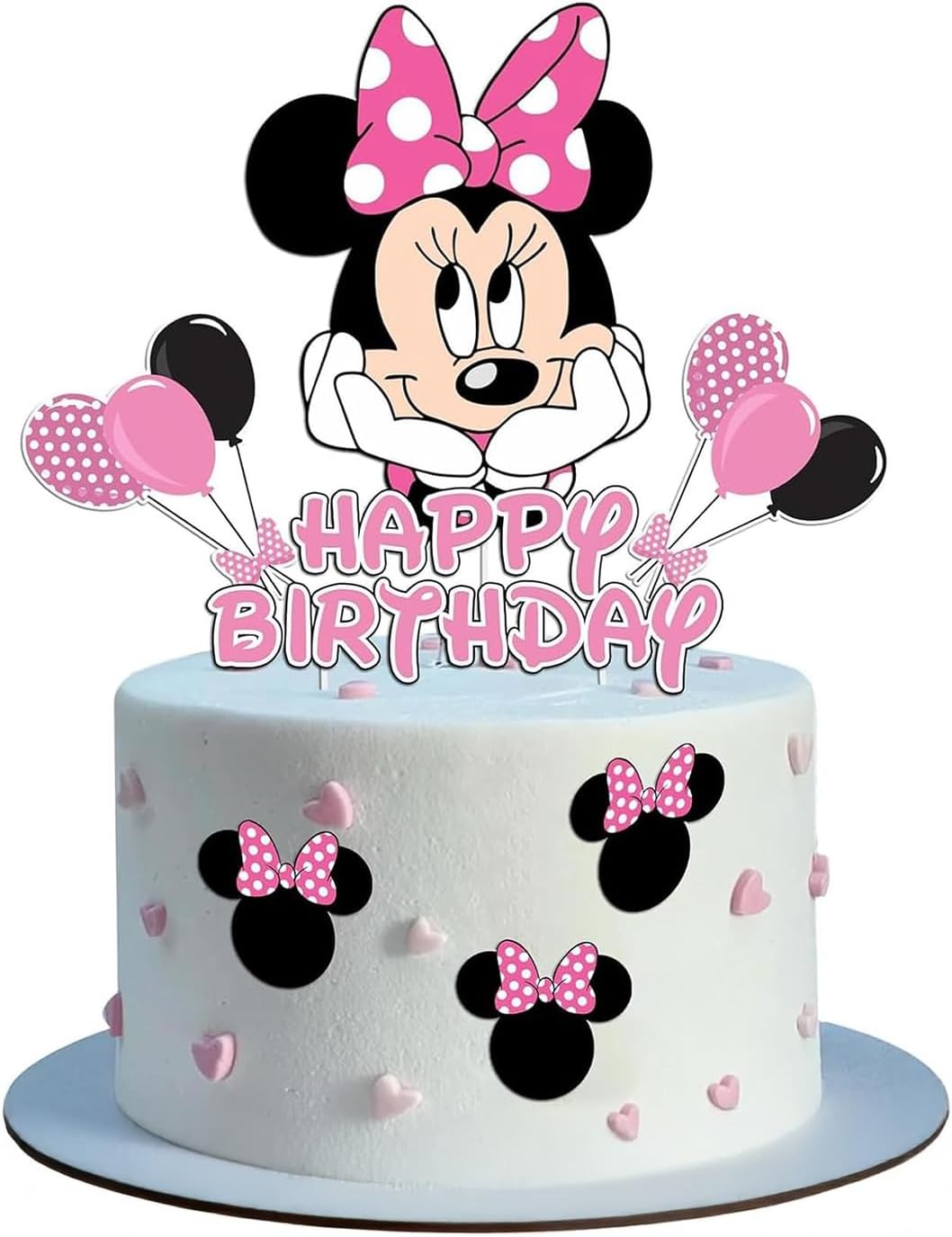 Birthday Cake Toppers, Cute Mouse Cake Decorations, Cartoon Themed Cupcake Topper, Birthday Party Supplies (Pink)