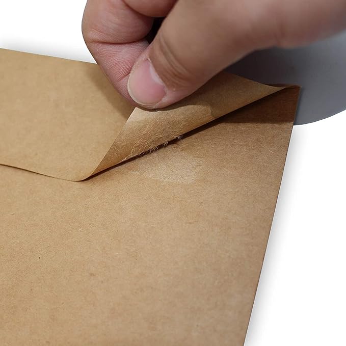 100 Qty Printable A6 Invitation Envelopes 4.75x6.5 inches Cards, Self Seal 120GSM Brown Kraft Paper Envelopes for Invitations, Photos, Documents, Wedding, Baby Shower, Easy to Seal and Peel