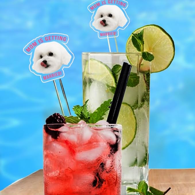 Custom 50 Pcs Double-Sided Wedding Pet Stir Sticks, Personalized Dog Cat Stir Stick, Acrylic Cocktail Stirrers, Wedding Drink Stirrers, Bachelorette Gifts, Bridal Shower Decorations