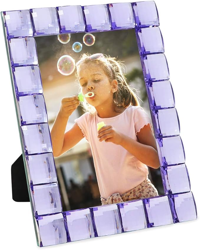 Isaac Jacobs Decorative Sparkling Light Purple Jewel Picture Frame, Photo Display & Home Décor (4x6, Light Purple)