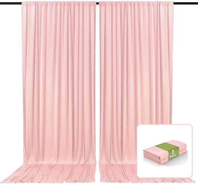 2 Panels Light Pink Backdrop Curtain, 10 x 7 Feet Background Curtains for Parties, Weddings, Baby Showers, Bachelorette Halloween, Christmas Birthday Party Photoshoot Backdrop Curtains Decorations