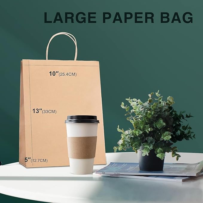 METRONIC Kraft Paper Gift Bags with Handles 10x5x13 Inch 9000 Pack | Christmas, Birthday Party Favors, Retail Shopping, Small Business Bulk | Brown Gift Wrap Bag