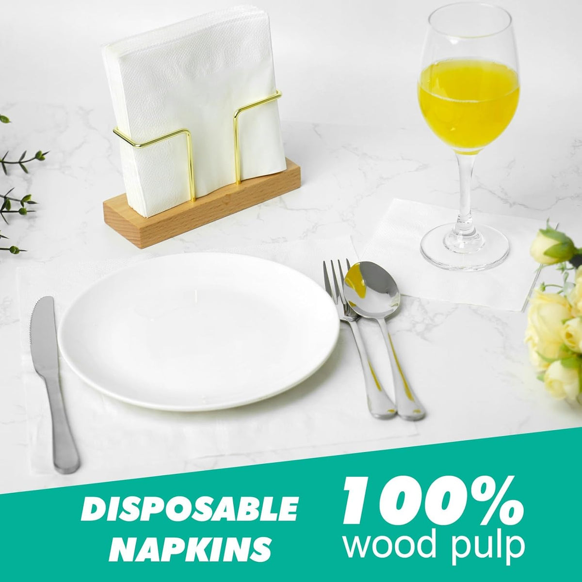 JINVOGREEN 1000 Count Cocktail Napkins, White Beverage Napkins, 2-Ply