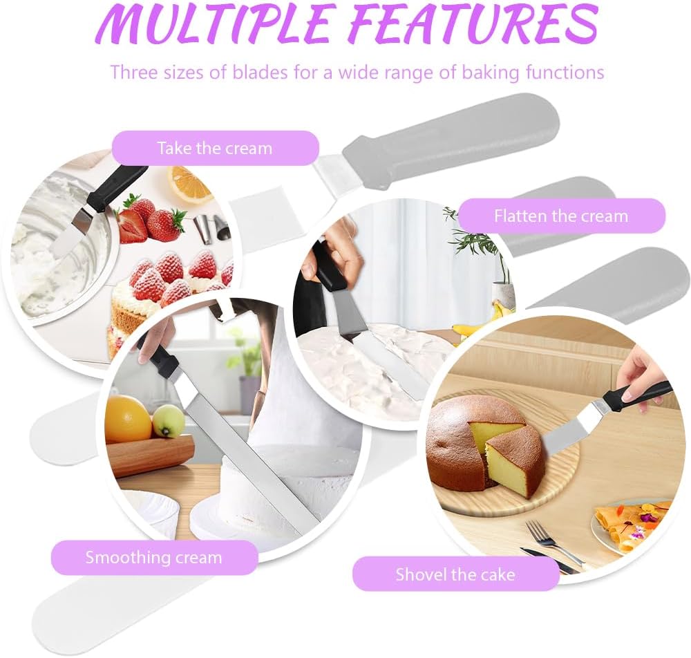 Cake Stand Rotating Turntable kit with Reusable Piping Bag and Piping Tips | Cake Decorating Tools for Beginners,14PCS cake turntable set