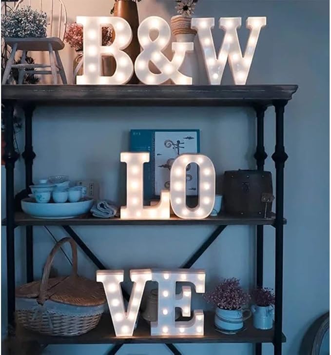 MUMUXI Marquee Light Up Letters | Large Light Up Numbers | Battery Powered and Bright with Every Letter of The Alphabet | for Wedding, Birthday, Party, Celebration, Christmas or Home Decoration (E)