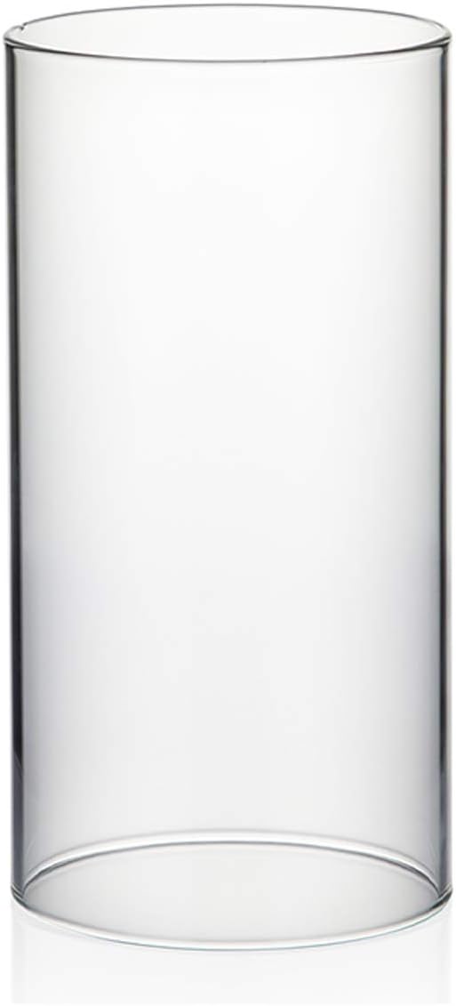 WGVI Hurricane Candle Holder Sleeve, Wide 4", Height 8", Clear Glass Cylinder Candleholder, Chimney Tube, Open Ended Candle Shade, 1 Piece