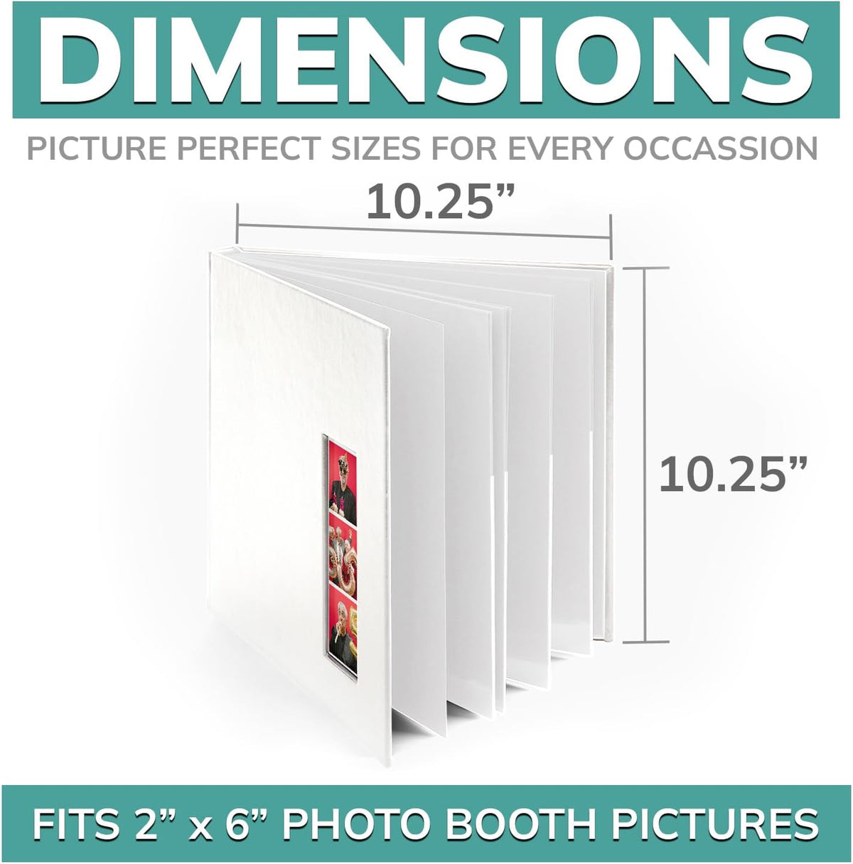 pbf Photo Booth Guest Book, 2x6 Photo Strip Scrapbook Album, White, 1-Pack