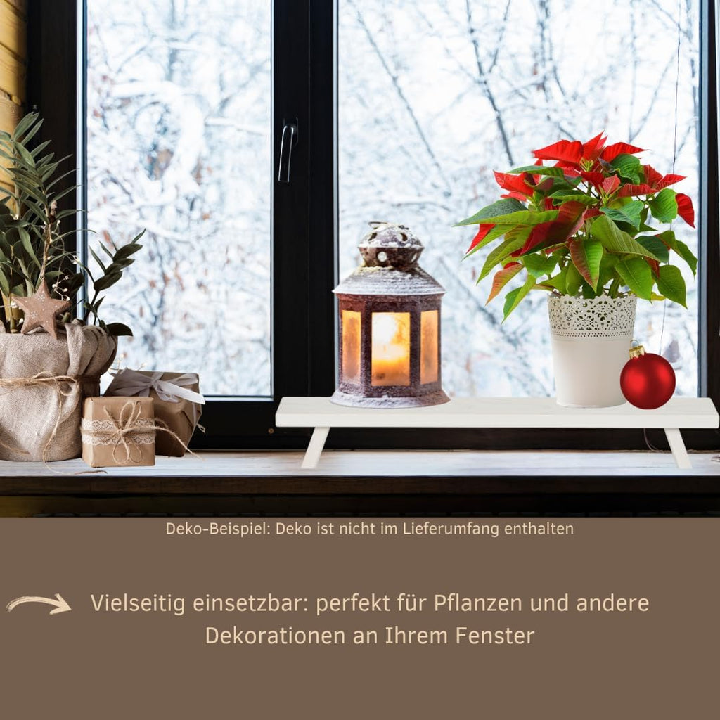 WEIGLA – Candle Arch Stand from The Ore Mountains | White | Erzgebirge Wooden Window Sill Riser | Decorative Beechwood Base for Christmas Candle Arches | Podium for Light Arch | 45 x 7.5 x 11 cm