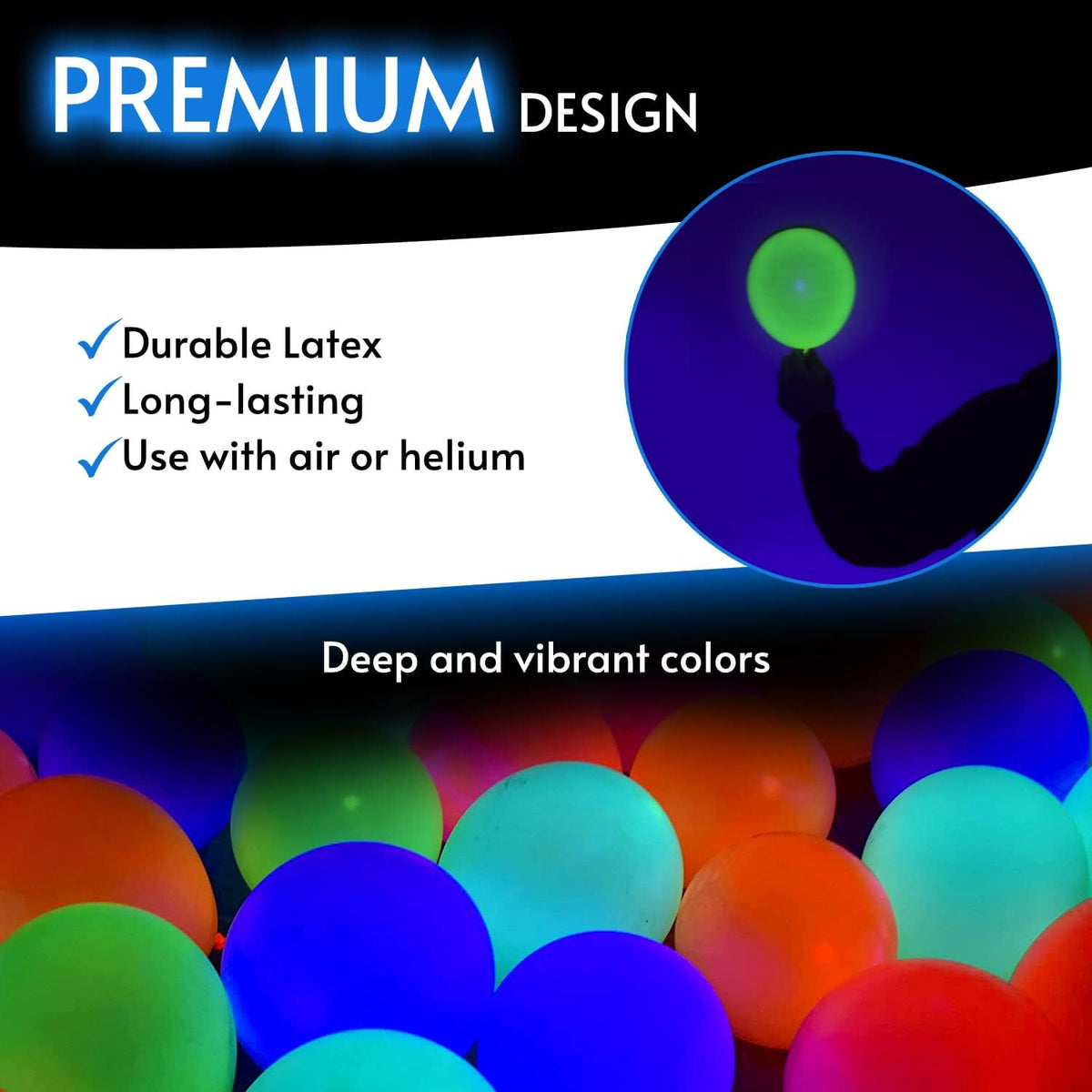 Glow King Black Light Reactive Neon Balloons | Glow In The Dark Latex Balloon...