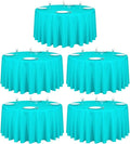 LTC LINENS 5 Pack 120 Inch Round Tablecloth Turquoise - Bulk for 60 Inch Round Table Floor Length - Washable, Wrinkle Resistant Polyester Fabric Cloth for Parties