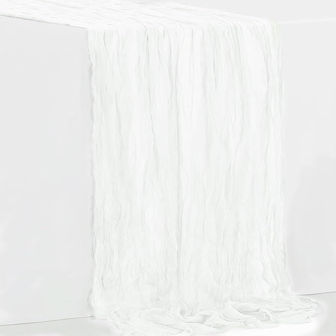 6 Pack White Cheesecloth Table Runner 35x120 Inch 10Ft Rustic Gauze Cheese Cloth Thanksgiving Table Runner Sheer Cheesecloth Table Runners for Wedding Party Bridal Shower Decoration