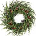 24" artificial christmas cedar wreath with berry for, main product view