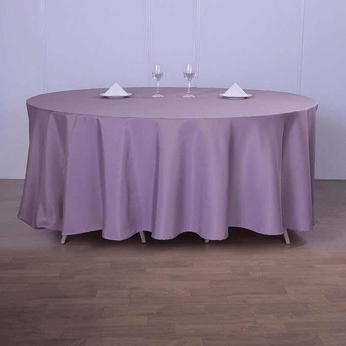 Efavormart Round Tablecloth, 120 Inch Stain & Wrinkle Resistant Washable Table Cloth, Decorative Polyester Fabric Table Cover for Banquet, Wedding, Dining - Violet Amethyst