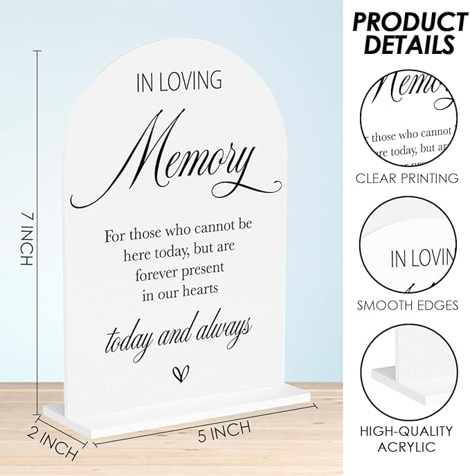 In Loving Memory Wedding Sign, In Memory Wedding Sign for Engagement Bridal Shower Decor fo Ceremony Reception, Weddings White Acrylic Sign