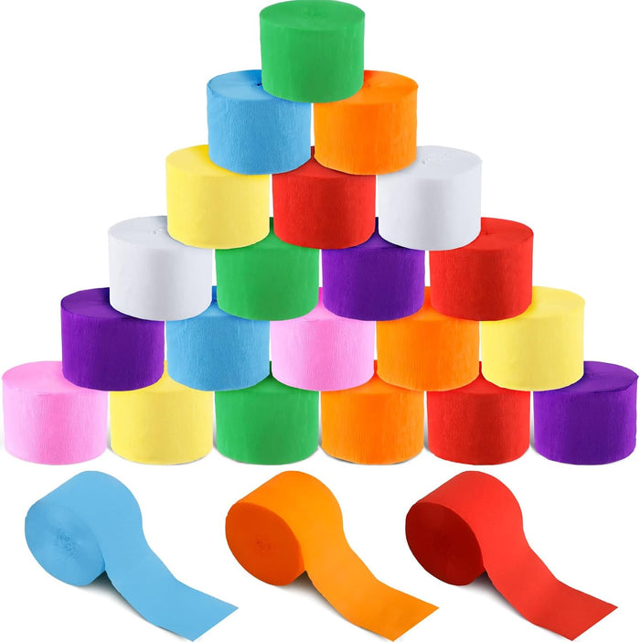 Berlune 48 Rolls Crepe Paper Streamers Rainbow Streamers Party Decoration for Birthday Party Wedding Ceremony Baby Shower DIY Crafts(Assorted Colors)