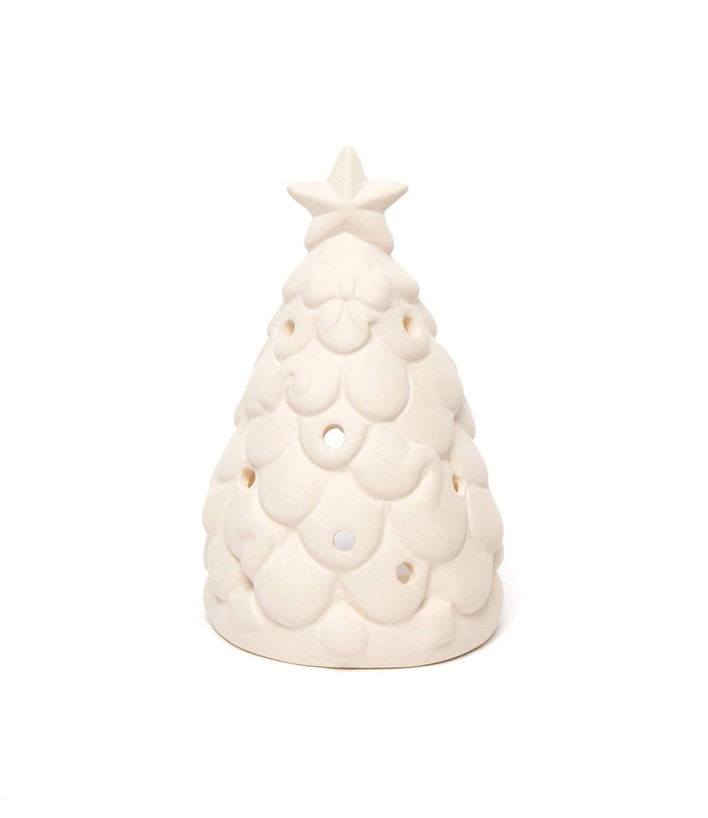 Baker Ross AC3262 Christmas Tree Ceramic Tealight Holders - Pack Of 3, Ideal For Kids' Arts And Crafts, Gifts, Keepsakes, Assorted