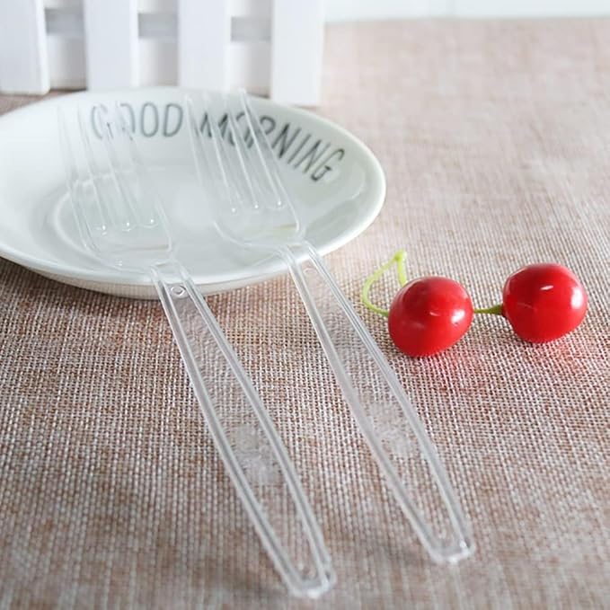 300 Count Plastic Silverware, Heavy Weight Plastic Forks Spoons Disposable Utensils Cutlery Set for Wedding Party Supplies Everyday Use