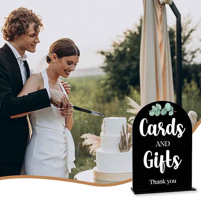 Black Cards and Gifts Sign for Wedding, Wedding Engagement Bridal Shower Baby Shower Decor for Reception Reception Party, Weddings Table Acrylic Sign