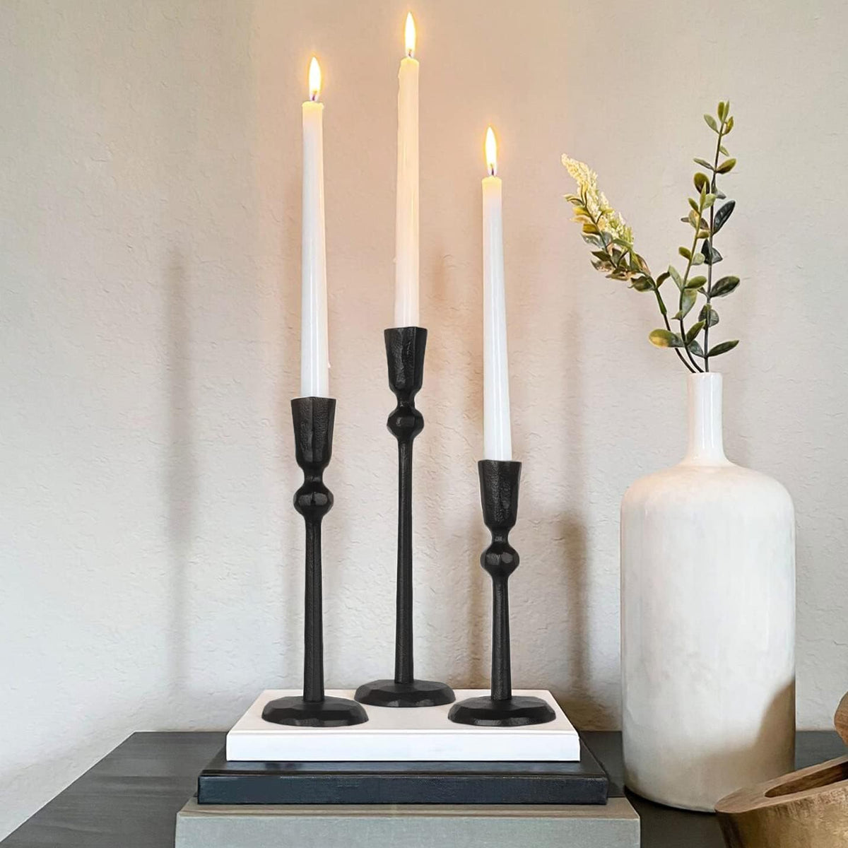 Iron Taper Candle Holder - Set of 3 Decorative Candle Stand