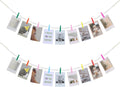 Hanging Photo Display Wall Decor, 2PCS Boho Wooden Bead Garland Collage Picture Frame with 9 Different Random Colors Wood Clips for Boho Bedroom, Living Room, Office, Dorm Decor