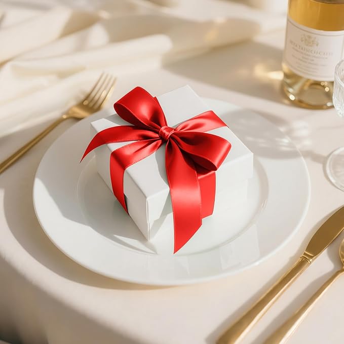 1 inch x 25 Yards Double Faced Red Satin Ribbon, Polyester Ribbon for Christmas Gift Wrapping, Weddings Party, Hair Bow, Invitation Decorations and More