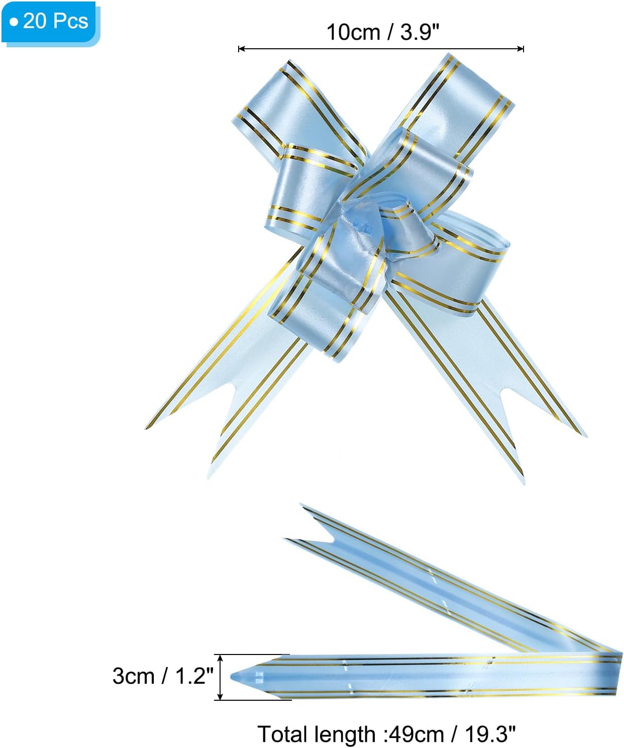 4" Gift Wrap Bows, 20 Pack Christmas Pull Bow Baskets Present Wrapping Ribbon Bows for Party Ceremony Wedding Decor, Blue